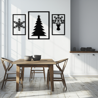 Christmas Tree & Reindeer Metal Wall Art Set – 3 Piece Modern Holiday Decor- KAF377
