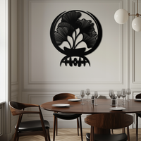 Ginkgo Leaves Abstract Metal Wall Art – Elegant Nature-Inspired Black Steel Decor for Modern Home Interiors- KAF441