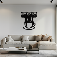 Coffee Elements Chemistry Metal Wall Art – Scientific Coffee Cup Black Steel Decor for Kitchens, Cafés, and Offices- KAF462