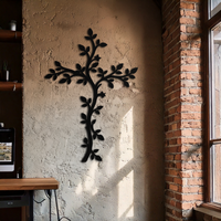 Cross Metal Wall Art - Sacred Christian Steel Wall Decor- KAF483