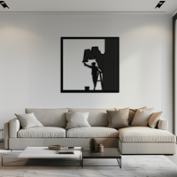 Painter Silhouette Metal Wall Art – Black Steel Artistic Home Decor- KAF489
