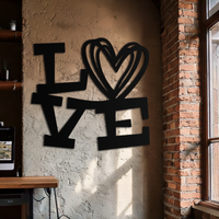 LOVE Heart Modern Metal Wall Art – Romantic Black Metal Wall Decor- KAF566