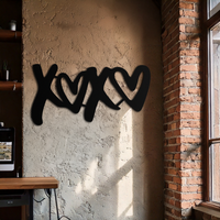 XOXO Love Hearts Metal Wall Art – Modern Romantic Black Home Decor- KAF567