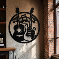 Musical Guitar Notes Metal Wall Art – Modern Musician Decor- KAF571