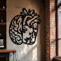 Brain and Heart Fusion Metal Wall Art – Symbolic Anatomy Design for Mind and Emotion Balance- KAF587