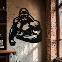 Angry Gorilla Metal Wall Art – Fierce Jungle Animal Decor for Gym and Man Cave- KAF592