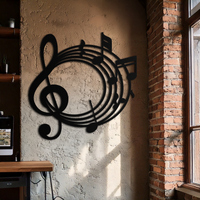 Musical Notes Circle Metal Wall Art – Treble Clef Music Decor for Home or Studio- KAF596