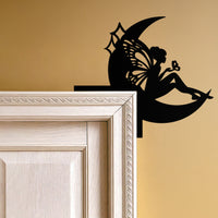 Moon Fairy Corner Metal Wall Art – Whimsical Butterfly Decor for Door Frames- KAF603