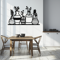 Modern Minimalist Vase Silhouette Metal Wall Art – Geometric Botanical Decor for Living Spaces- KAF631