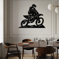 Dynamic Motocross Rider Metal Wall Art – Off-Road Motorcycle Silhouette Decor - KAF645
