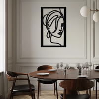 Woman Portrait Line Art Metal Wall Decor – Minimalist Modern Face Silhouette- KAF649