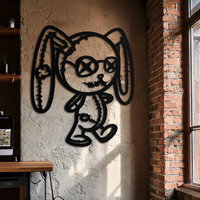 Patchwork Bunny Metal Wall Art – Whimsical Silhouette Design for Cozy Spaces- KAF693