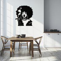 Afro Woman Smoking Silhouette Metal Wall Art – Bold Statement Decor- KAF701