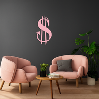 Pink Devil Dollar Symbol Metal Wall Art – Bold Statement Decor - KAFGP001