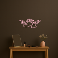 Pink Angel Silhouette Metal Wall Art – Elegant Guardian Wings Design - KAFGP005