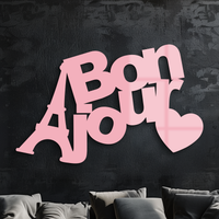 Pink Bonjour Eiffel Tower Metal Wall Art – Paris-Inspired Romantic Decor - KAFGP009
