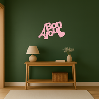 Pink Bonjour Eiffel Tower Metal Wall Art – Paris-Inspired Romantic Decor - KAFGP009