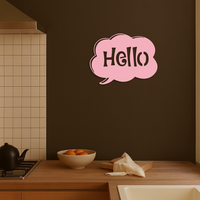 Pink Hello Speech Bubble Metal Wall Art – Playful Greeting Sign - KAFGP011