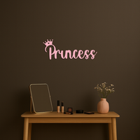 Pink Princess Metal Wall Art – Elegant Typography Silhouette Decor - KAFGP014
