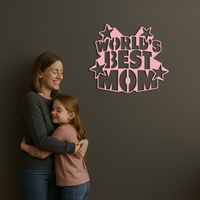 Pink World’s Best Mom Metal Wall Art – Star Design Mother’s Day Gift - KAFGP015