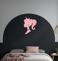Pink Barbie Silhouette Metal Wall Art – Crowned Princess Profile Decor - KAFGP021