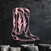 Pink Cowboy Boots Metal Wall Art – Western Rodeo Inspired Decor - KAFGP025