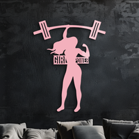 Girl Power Weightlifting Silhouette Metal Wall Art – Strong Woman Design - KAFGP041
