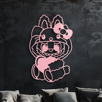 Hello Kitty Hat Labubu Metal Wall Art – Cute Cartoon Character Design - KAFGP051