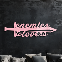 Enemies to Lovers Sword Quote Metal Wall Art – Romantic Typography Decor - KAFGP094