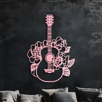 Floral Guitar Metal Wall Art – Music Inspired Home & Studio Decor - KAFGP140