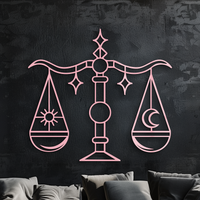 Libra Zodiac Sign Silhouette – Pink Metal Wall Art Balance Scale Design - KAFGP161