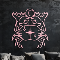 Cancer Zodiac Sign Silhouette – Pink Metal Wall Art - KAFGP164