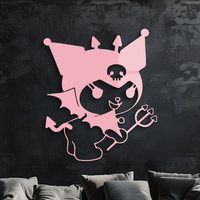 Kuromi Devil Girl Silhouette – Pink Metal Wall Art Home Decoration - KAFGP169