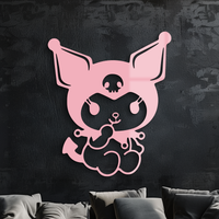 Kuromi Sitting Pose Cute Pink Metal Wall Art – Modern Anime Inspired Home Decor - KAFGP173