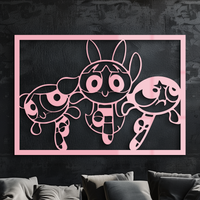 Powerpuff Girls Trio Silhouette – Pink Metal Wall Art - KAFGP179