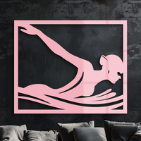 Pink Swimmer Woman Silhouette Metal Wall Art – Sporty Modern Home Decor - KAFGP187