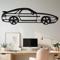 Porsche 928 GTS Silhouette Metal Wall Art – Classic Grand Tourer Decor with Rotating Wheels-KAFMEKA062