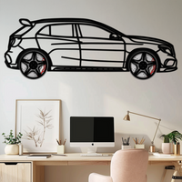 Mercedes GLA 45 Metal Wall Art – Rotating Wheel Car Silhouette Decor | Luxury Automotive Gift for Car Lovers- KAFMEKA080