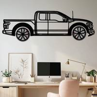 Ford F-150 Raptor Metal Wall Art with Rotating Wheels - 3D Interactive Truck Silhouette - Garage & Office Decor-KAFMEKA085