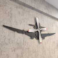 Airplane Wall Art with Spinning Propeller – Metal Aviation Decor - KAFMEKMO006