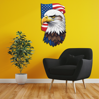American Eagle Metal Wall Art – Patriotic UV Printed Decor-KAFUVM003