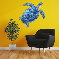 Blue Mosaic Sea Turtle Metal Wall Art – Ocean UV Decor-KAFUVM007