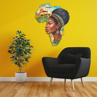 African Woman in Map Metal Wall Art – Cultural UV Printed Decor-KAFUVM012