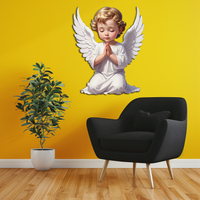 Praying Baby Angel Metal Wall Art – Religious Nursery Decor-KAFUVM020