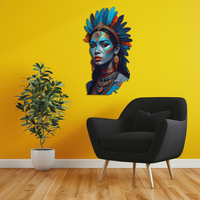 Tribal Blue Goddess Metal Wall Art – Ethnic Spirit Decor-KAFUVM021