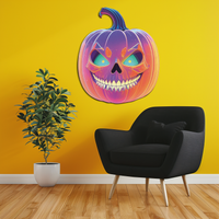 Pumpkin Metal Wall Art – Halloween Jack-o'-Lantern Decor-KAFUVM027