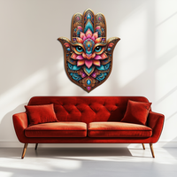 Mystic Hamsa Hand Metal Wall Art – Boho Evil Eye Decor-KAFUVM030