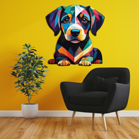 Colorful Geometric Puppy Metal Wall Art Decor-KAFUVM032