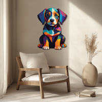 Colorful Geometric Dog Metal Wall Art – Bold Puppy Decor-KAFUVM038