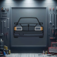 Mercedes 190E W201 front silhouette neon wall art – ready-to-hang classic car décor perfect for garage, office, or living room